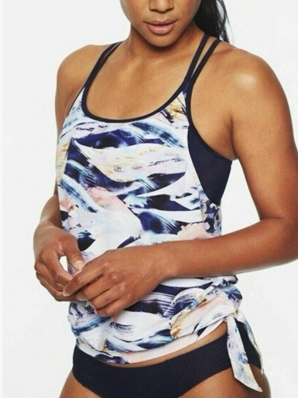 Athleta Vivid Side Tie Tankini Swim Top Strappy UPF 50+ Quick Dry Size Medium